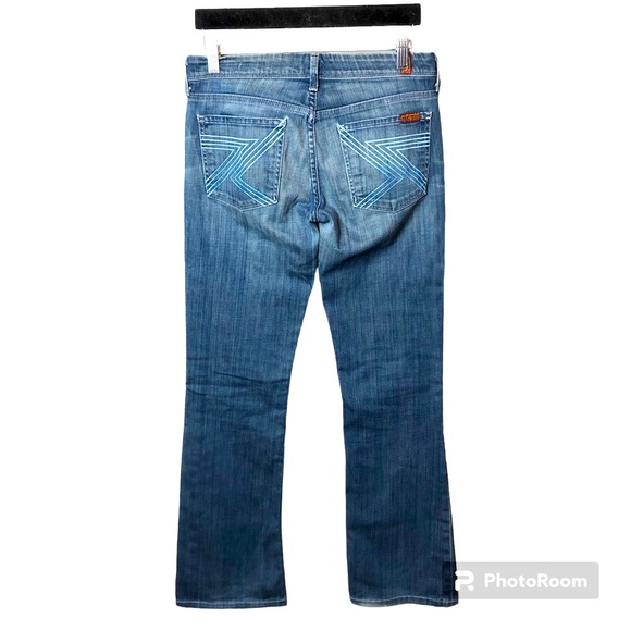 7 For All Mankind Women’s 27 Flare Jeans Light Wash Denim Boho Festival Stretch - Picture 2 of 16